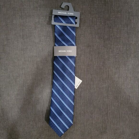 Michael Kors Men's Blue Stripes Patten Formal Neck Tie - Picture 1 of 6